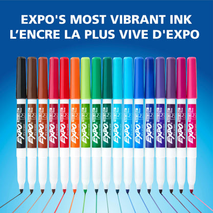 EXPO Dry Erase Markers, Low Odour Ink, Black, Fine Tip, 12 Count Expo
