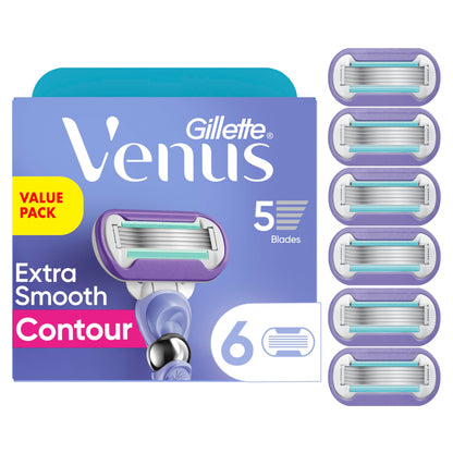 Gillette Venus Extra Smooth Contour Women’s Razor Blades, 5-Bladed Razor Refills, 1 Pack (Count of 6) - Available at All In One Marketplace Canada