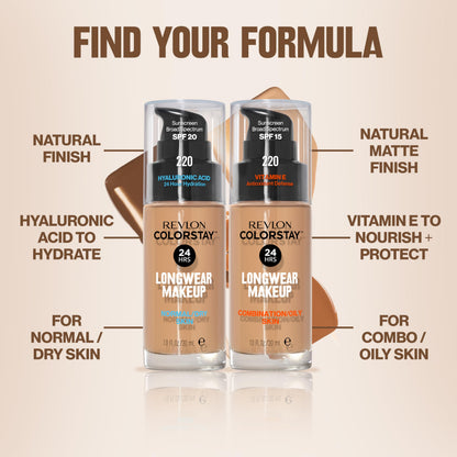 Revlon Liquid Foundation, ColorStay Face Makeup for Normal and Dry Skin, Longwear Full Coverage with Matte Finish, Oil Free, 150 Buff, 1.0 Oz/ 30ml REVLON