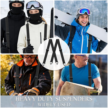 Suspenders for Men Heavy Duty Mens Suspenders Elastic 1.5-inch Braces Adjustable with 4 Plastic Snap Loop for Jeans Pants Outdoor Work Wedding Black - Available at All In One Marketplace Canada