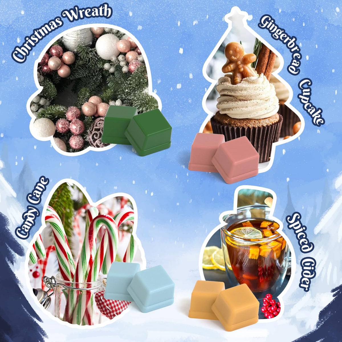 ARVIDSSON Winter Scented Wax Melts, Holiday Soy Wax Cubes for Wax Warmer, Strong Scent Wax Candle Melts, Wax Tarts Gift Set, Christmas Wreath, Gingerbread, Candy Cane, Cranberry, Apple Cinnamon 🍁 All In One Marketplace Canada