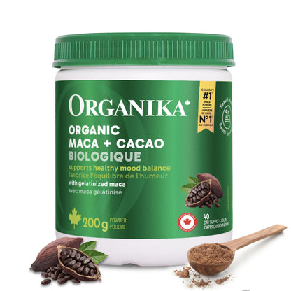 Organika Organic Maca and Cacao Powder- Gelatinized for Easy Absorption, Adaptogenic- 200g