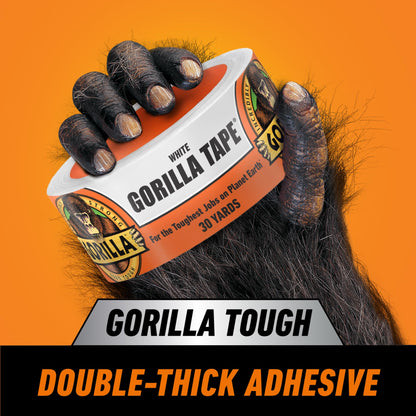 Gorilla Tape, Duct Tape, Utility Tape, Triple Layer Strength, Indoor & Outdoor, Weather Resistant Shell, 1.88 in X 30 yd, White Color, (Pack of 1) 6025001