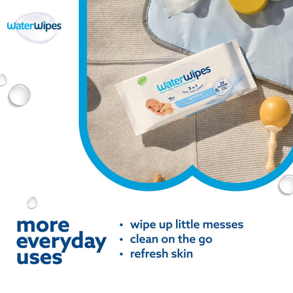 WaterWipes Lingettes Bébé Originales Sans Plastique, Lingettes à 99,9% à Base d'Eau, Sans Parfum & Hypoallergéniques pour Peau Sensible, 240 Unités (4 paquets), L'emballage Peut Varier