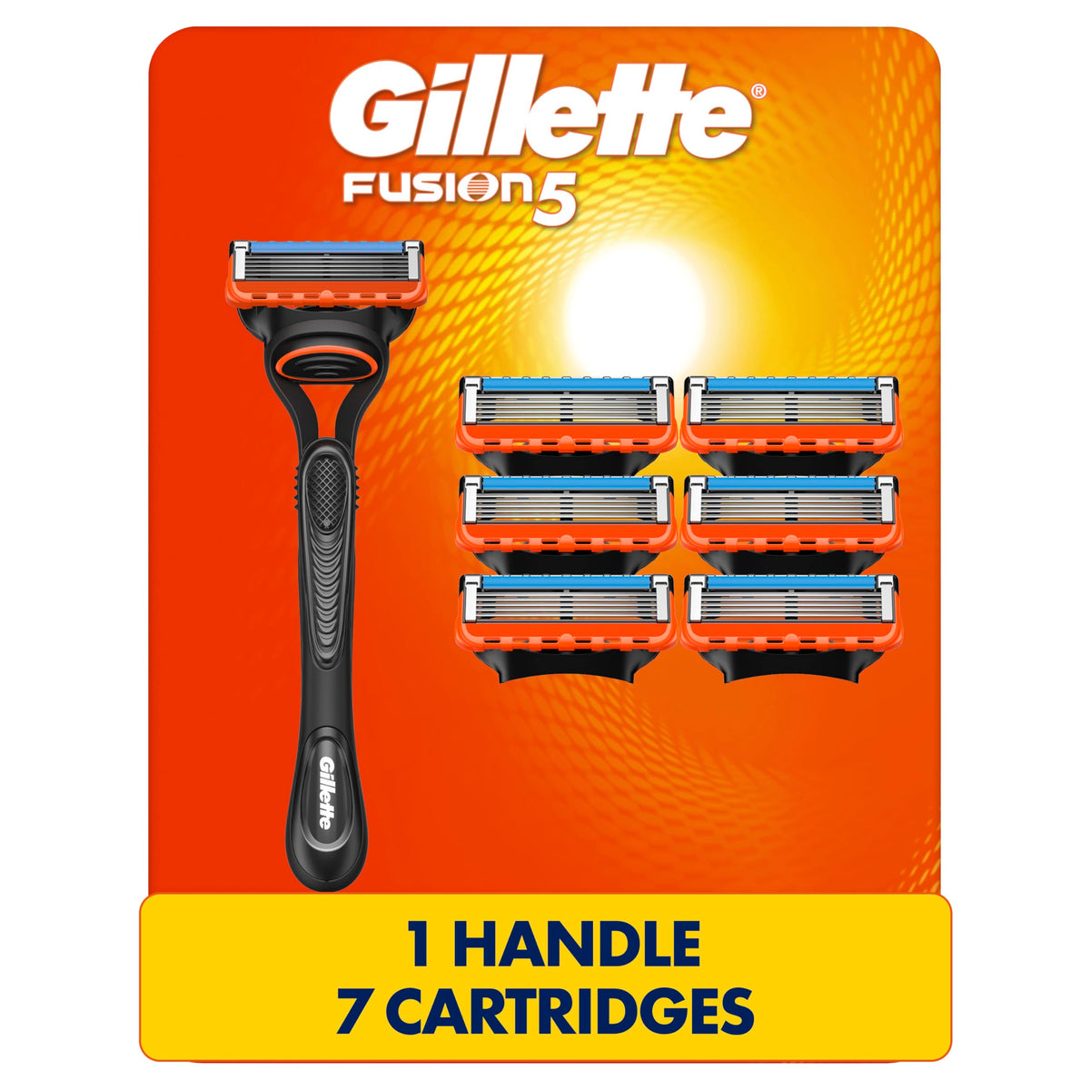 Gillette Fusion5 Mens Razor, Includes 1 Handle, 7 Razor Blade Refills