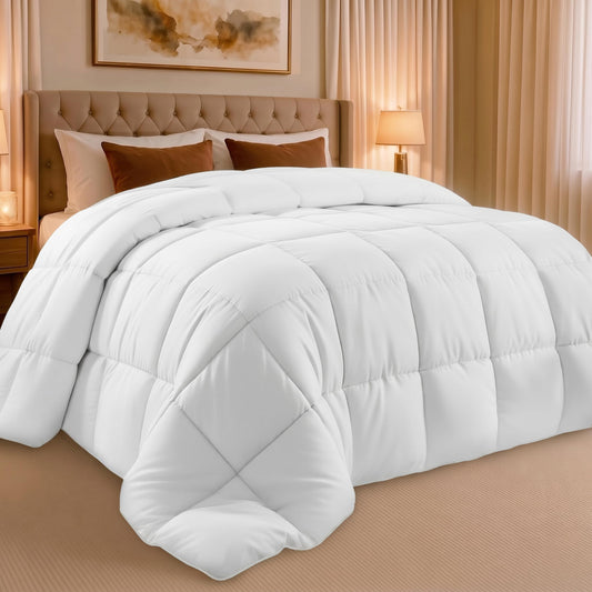 Utopia Bedding King Comforter Duvet Insert, Quilted White Comforter with Corner Tabs, Box Stitched Down Alternative Comforters King Size 90 x 102 inches