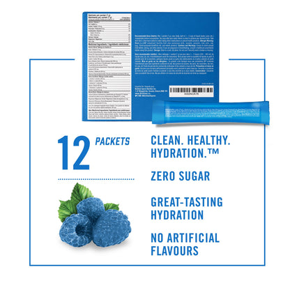 BioSteel Electrolyte Hydration Mix, Blue Raspberry, 12 Sticks, Zero Sugar BioSteel Sports