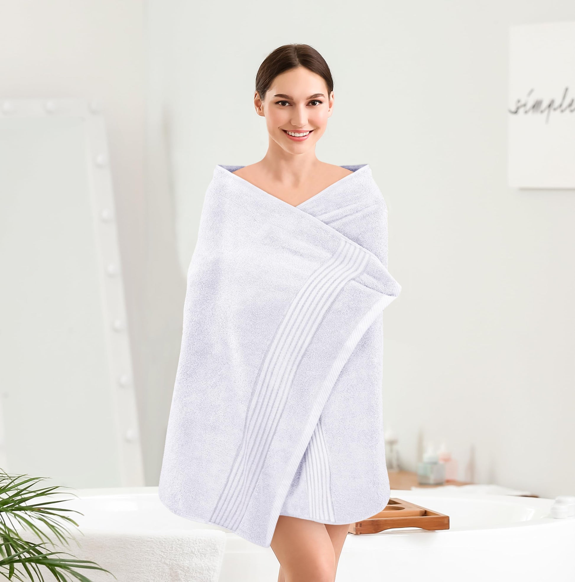 Utopia Towels Premium 100% Combed Ring Spun Cotton Bath Towels, Ultra Soft and Highly Absorbent, 27 by 54 inches, Large Bath Towels, 4 Pack, White