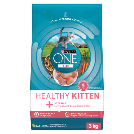 Purina ONE +Plus Dry Kitten Food, Healthy Kitten with Chicken 3kg Purina ONE