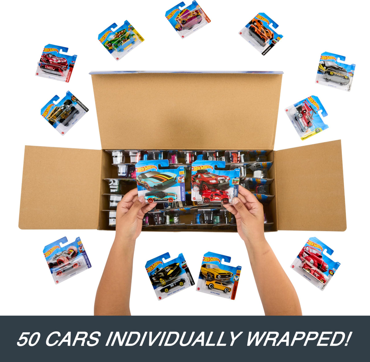Hot Wheels 50-Pack of 1:64 Scale Vehicles (Styles May Vary)