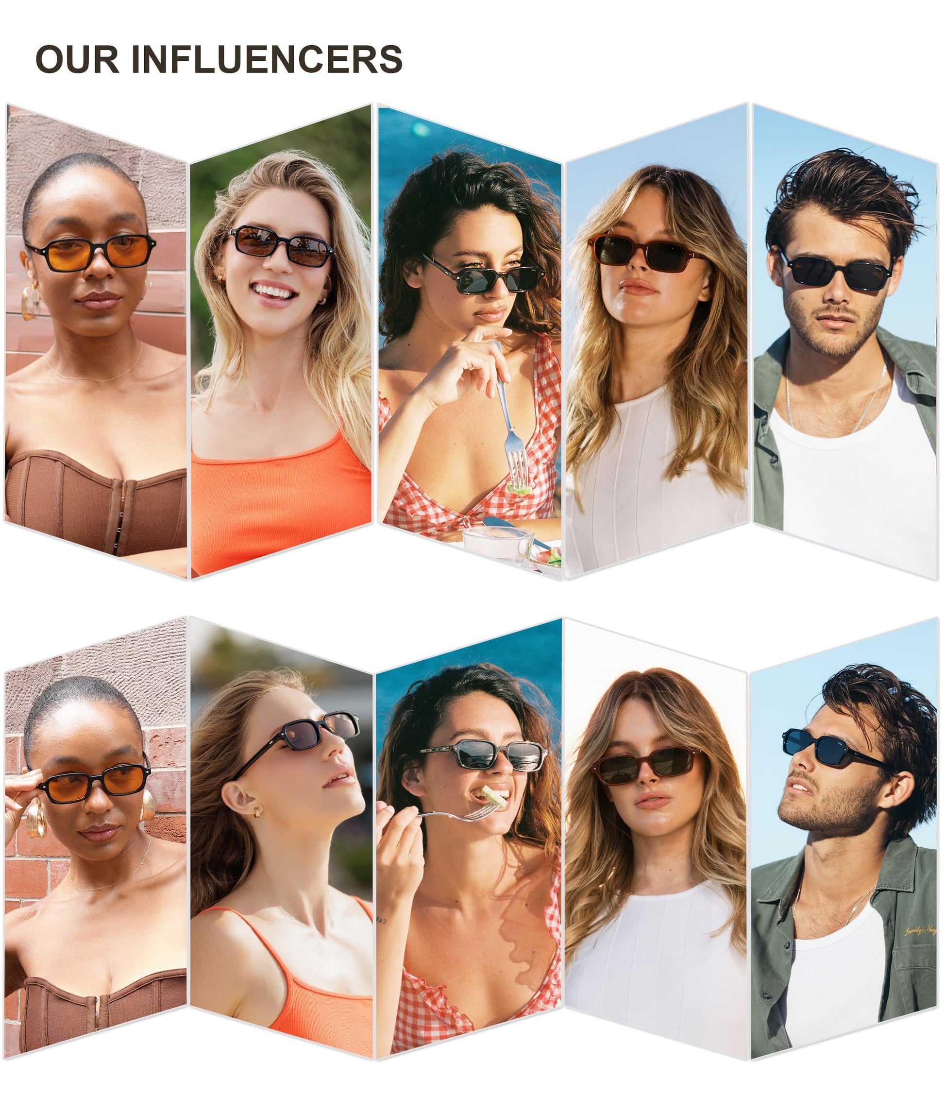 SOJOS Trendy Rectangle Polarized Sunglasses Womens Mens, Small Retro Fashion Thin Slim Square Sunnies SJ2610, Black/Grey