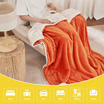 Couverture Sherpa NICETOWN pour enfants, rentrée scolaire, épaisse, ultra douce, chaude et confortable, double face, polaire légère, peluche, ultra douillette et duveteuse, pour bébé/canapé/lit, taille une personne 152 cm x 203 cm, orange