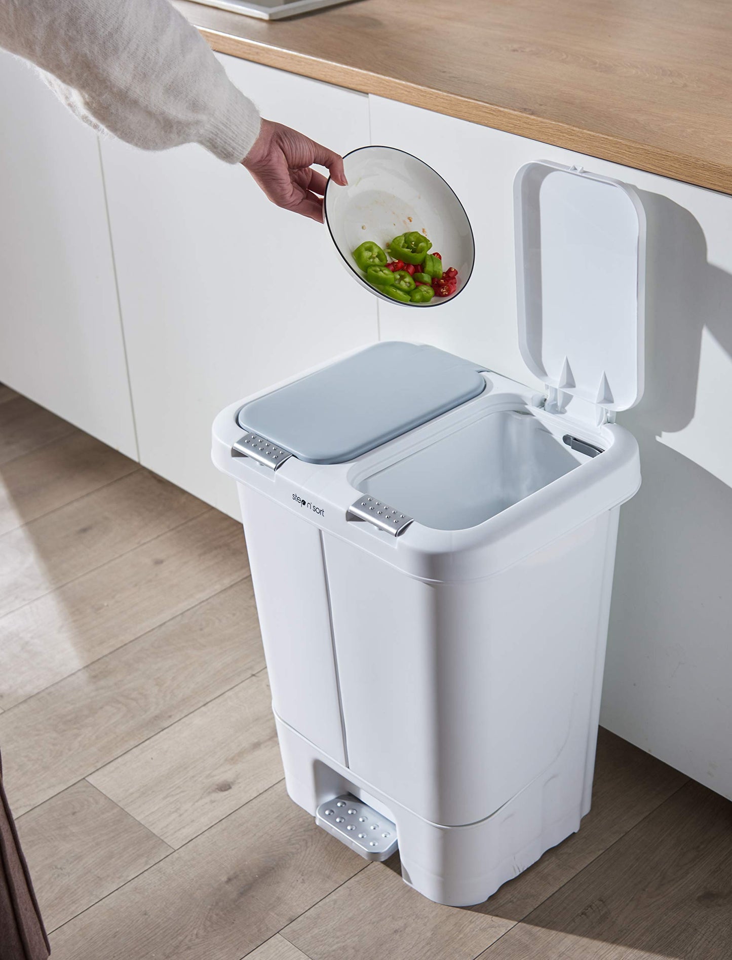 Step N’ Sort 40L Dual Compartment Recycling Bin – Slim Kitchen Waste & Recycling System (2 × 20L) Step N' Sort