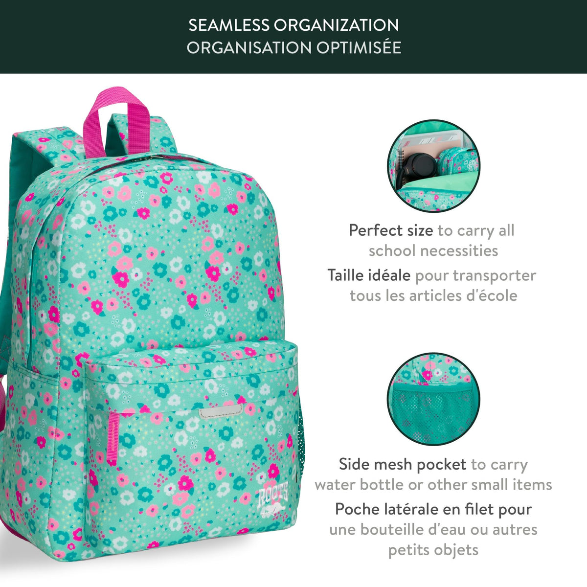 Roots Essential Kids 3-in-1 Backpack Set, Mint, 22.5L