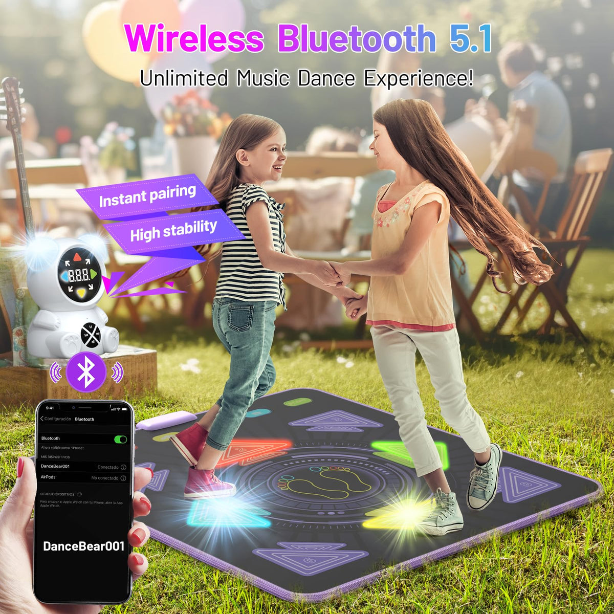 HAPHOM Dance Mat for Kids, Rechargeable Dance Mats for Girls and Boys, Light-up Dancing pad Game with Wireless Bluetooth, Christmas Birthday Gifts Ideas for 3 4 5 6 7 8 9 10 11 12 Year Old Kids 🍁 All In One Marketplace Canada