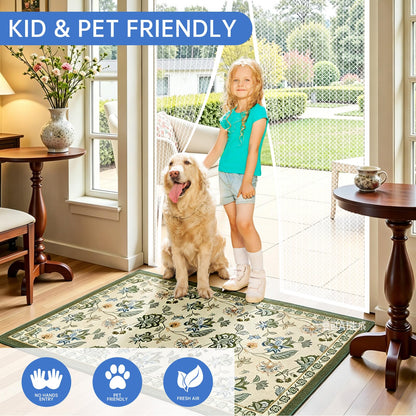 White Magnetic Screen Door Fits Door Size 32x80in Screen Size 34x82in Heavy Duty Mesh Full Frame With Magic Tape