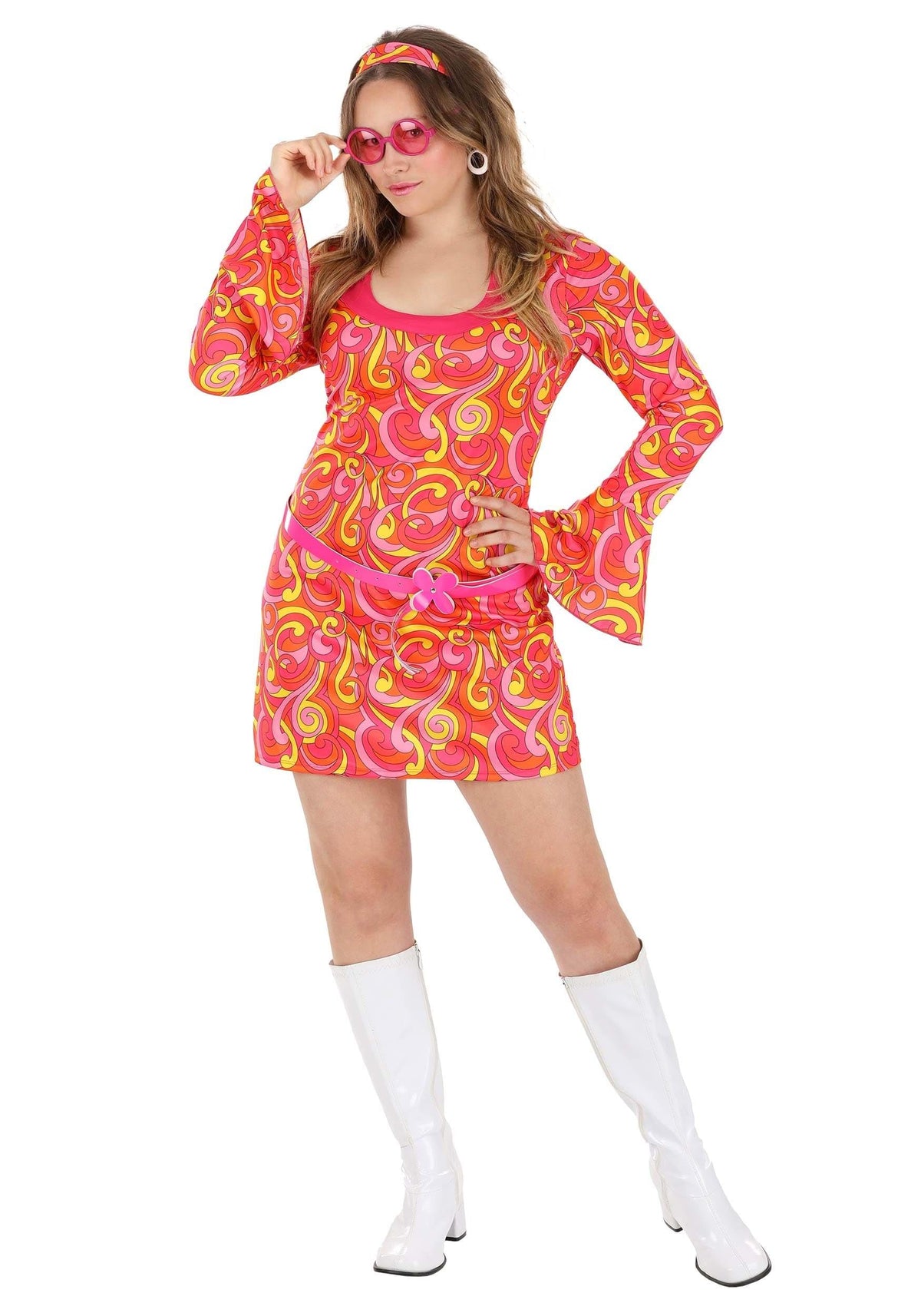 Costume de danseuse disco années 70 pour femme DreamGirl, tenue groovy Go Go, déguisement d'Halloween pour femme, taille S