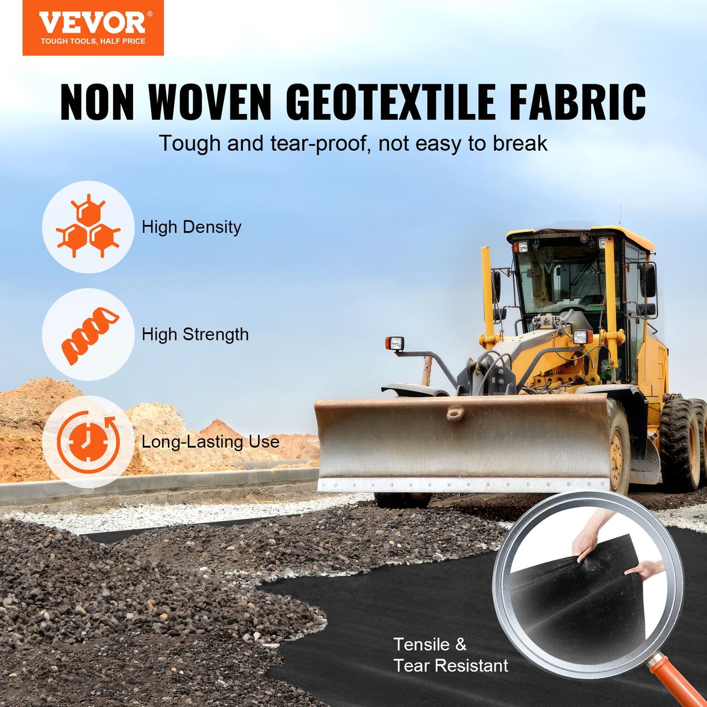 VEVOR Driveway Fabric, 3x100FT Non Woven Geotextile Fabric for Landscaping, Heavy Duty Garden Weed Barrier Fabric, 4OZ Landscape Fabric, French Drains Drainage Fabric, Ground Cover Weed Control Fabric 🍁 All In One Marketplace Canada