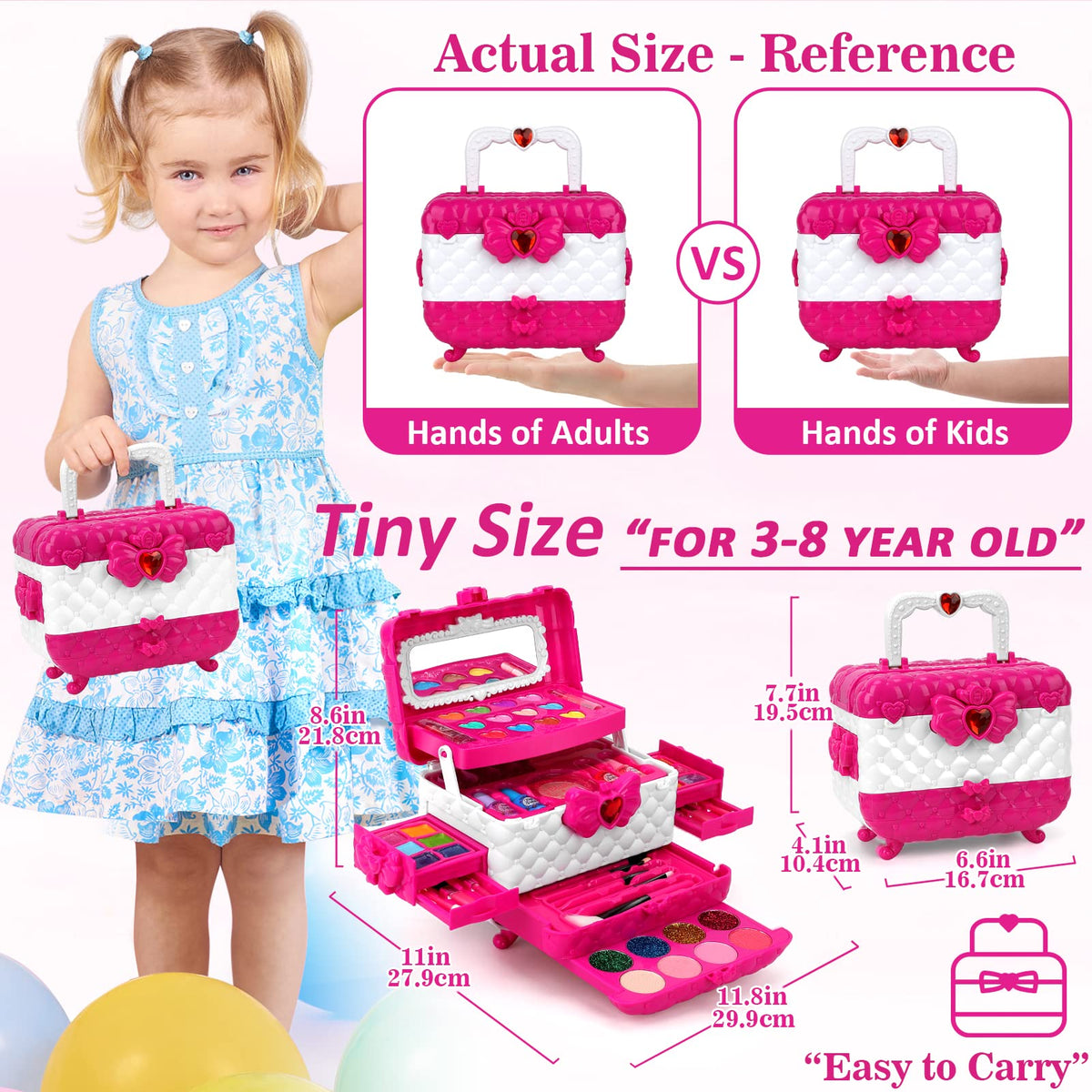 Flybay Kids Makeup Kit for Girls, Washable Girls Makeup Kit Kids Toys, Children Princess Pretend Play Make Up Set for Girl, Christmas Birthday Gifts for Girl Age 3-12 🍁 All In One Marketplace Canada