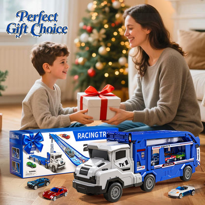 Transport Truck Toy for Kids, Transport Vehicle with Double Race Ramp Track 🍁 All In One Marketplace Canada