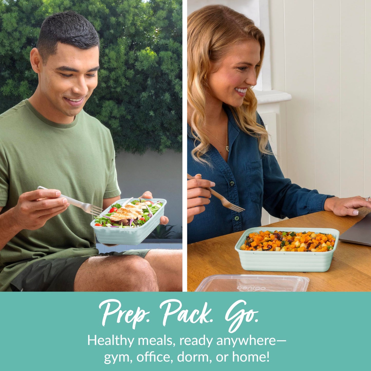 Bentgo Prep 1-Compartment Meal-Prep Containers with Custom-Fit Lids - Microwaveable, Durable, Reusable, BPA-Free, Freezer and Dishwasher Safe Food Storage Containers - 10 Trays & 10 Lids (Mint) - Available at All In One Marketplace Canada