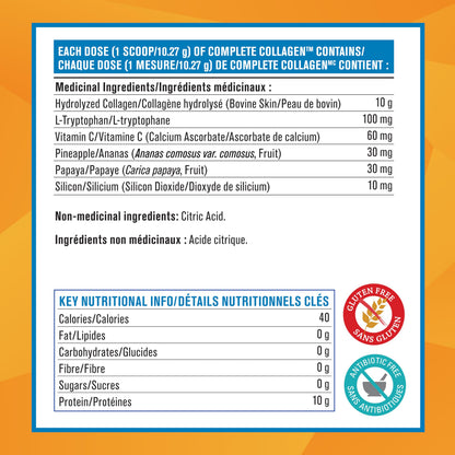 Progressive Complete Collagen Unflavoured, Canadian-Made, for Healthier Hair, Skin, Nails and Joints. Grass-Fed Non-GMO with Antioxidants, Hydrolyzed with Vitamin C for Best Absorption, 500 g Progressive