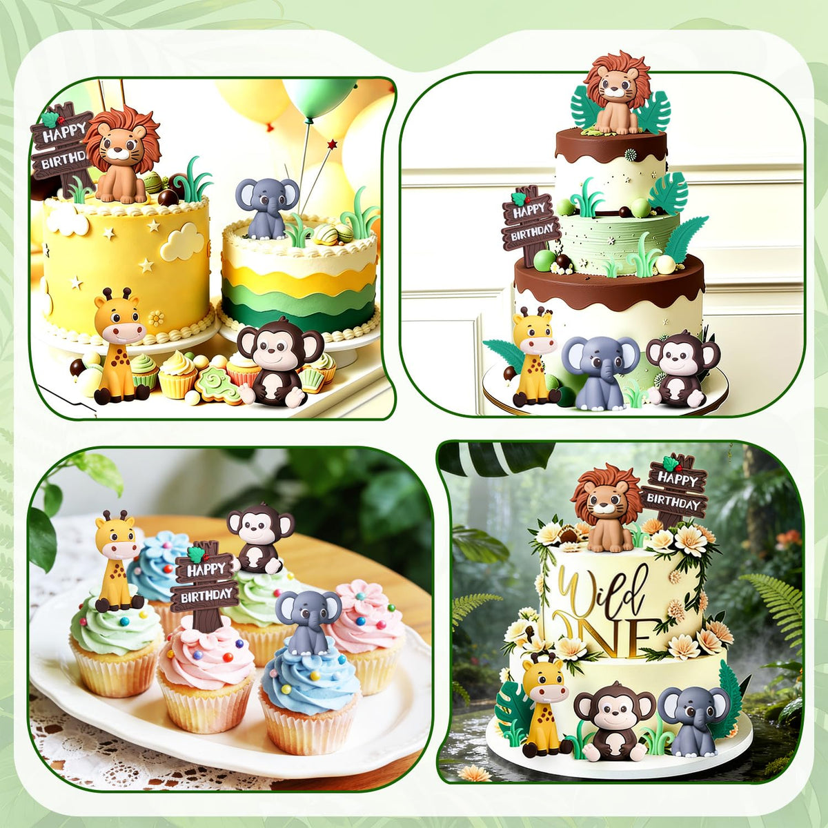 BlingABC 15PCS Cartoon Safari Animal Cake Toppers Jungle Cake Decorations 🍁 All In One Marketplace Canada