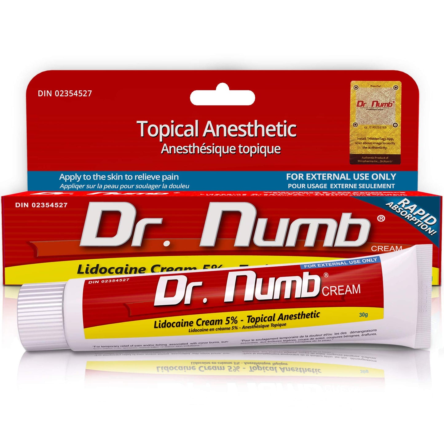 Dr. Numb Tattoo Numbing Cream 5% Lidocaine Extra Strength Topical Anesthetic Cream with Vitamin E, Fast-Acting Pain Relief for Tattoos, Piercing, Microneedling, Waxing, Injections – 30 g DR. NUMB