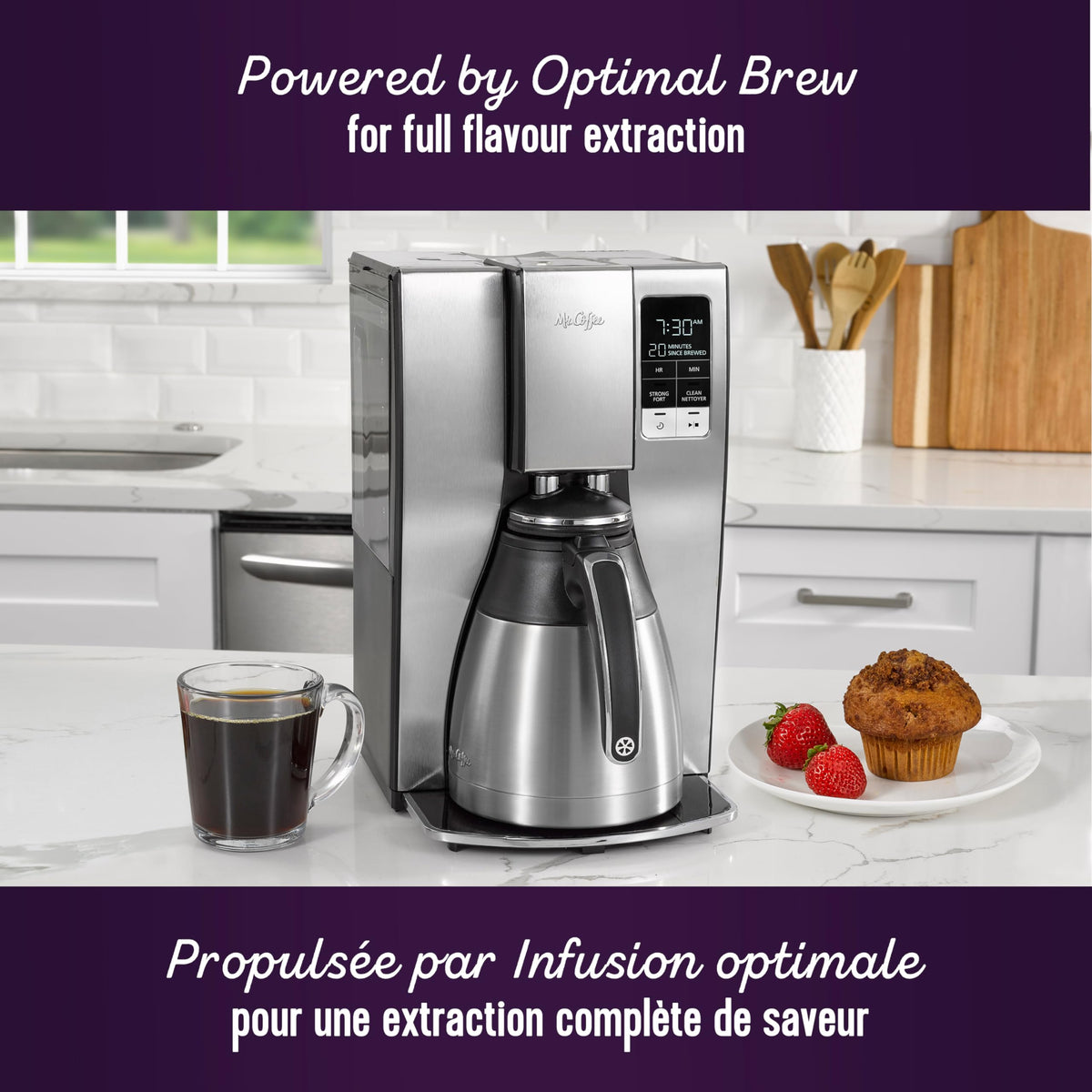 Mr. Coffee Programmable Coffee Maker | 10-Cup Coffee Machine with Thermal Carafe | Stainless Steel