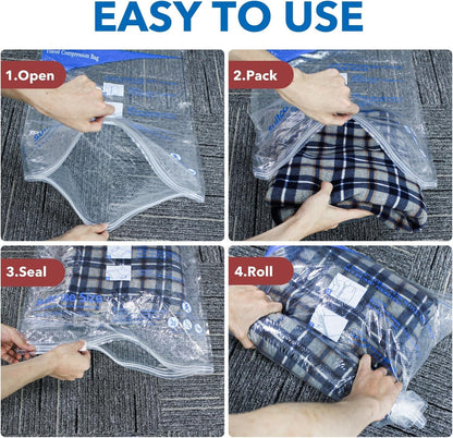 16Pack Vacuum Travel Bags with Portable Electric Pump,(2J/2L/2M2S/4 ROLLER BAG/4 SMALL ROLLER BAG),Travel Vacuum Bag with Pump, vacuum seal bags for clothing travel