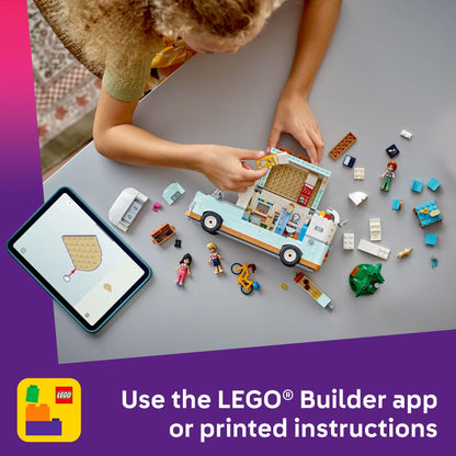 LEGO Friends Friendship Camper Van Adventure Toy Building Set - Pretend Play Set for Kids, Girls and Boys, Ages 7+ - Gift Idea for Birthday - with 3 Minidolls and Ferret Figure - 42663