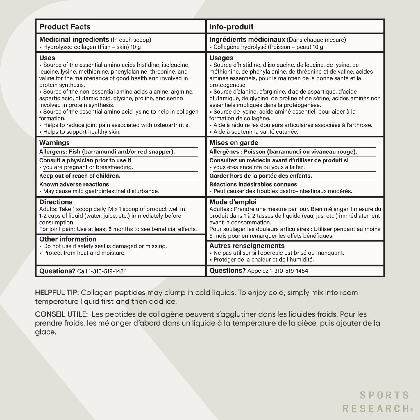 Sports Research® Marine Collagen Peptides Powder - Sourced from Wild-Caught Fish, Pescatarian Friendly, Keto Certified & Non-GMO Verified - Easy to Mix in Water or Juice! (34 Servings) - Available at All In One Marketplace Canada