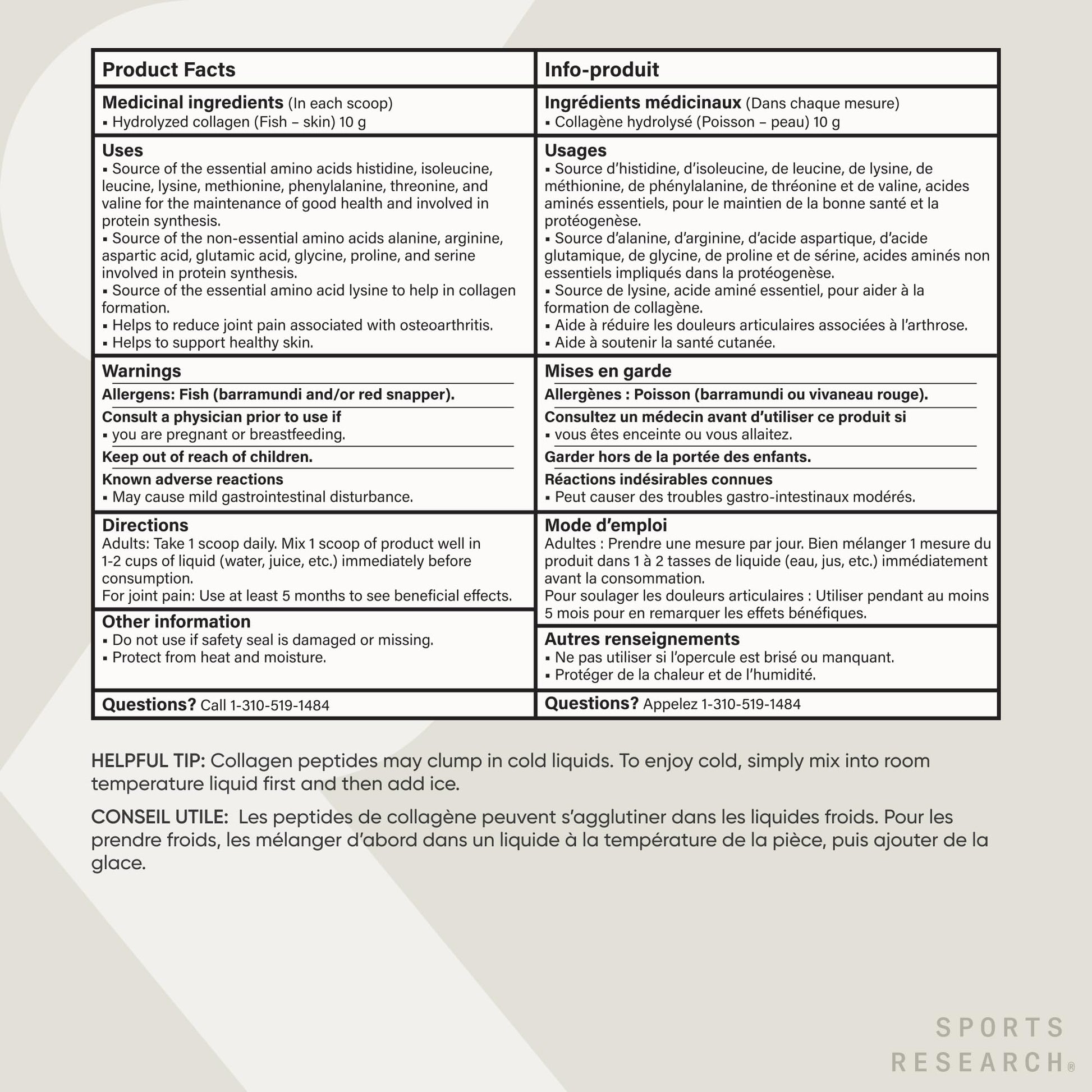 Sports Research® Marine Collagen Peptides Powder - Sourced from Wild-Caught Fish, Pescatarian Friendly, Keto Certified & Non-GMO Verified - Easy to Mix in Water or Juice! (34 Servings) - Available at All In One Marketplace Canada