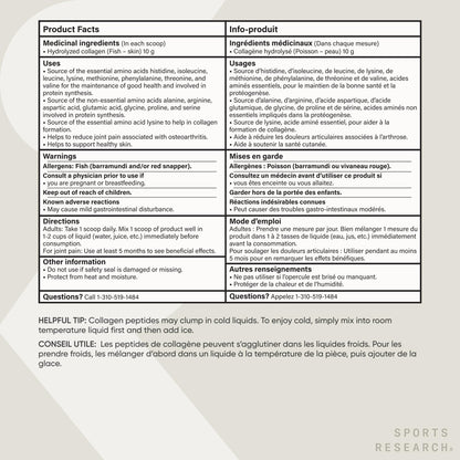 Sports Research® Marine Collagen Peptides Powder - Sourced from Wild-Caught Fish, Pescatarian Friendly, Keto Certified & Non-GMO Verified - Easy to Mix in Water or Juice! (34 Servings) - Available at All In One Marketplace Canada