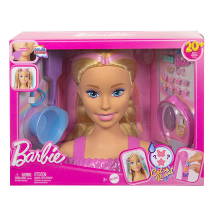 Barbie Doll Styling Head, Blonde Hair with 20+ Hair Styling Accessories Including Star & Butterfly Color Change Hair Clips Barbie