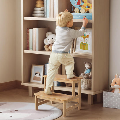 COSYLAND Bamboo Step Stool, Two Step Stools Toddler 300 lbs Capacity with Safety Non-Slip Pads, Bamboo Step Stool for Bathroom, Kitchen Dual Height Step Stools for Kids (Natural) 🍁 All In One Marketplace Canada
