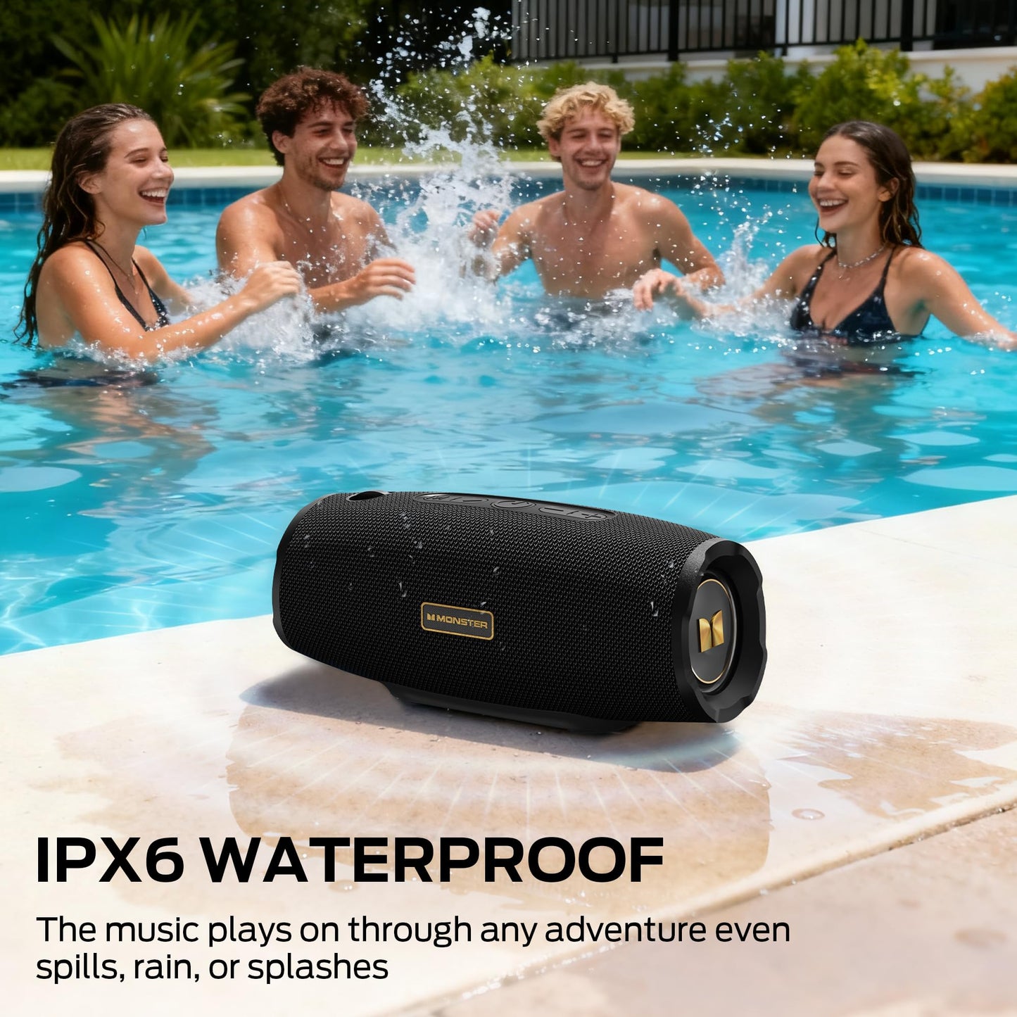 Monster S380 Bluetooth Speaker, Portable Speaker with 40W Stereo Sound, 20H Playtime, IPX6 Waterproof, Bluetooth 6.0, Support AUX/TF Card, TWS Pairing Wireless Speaker for Outdoor Travel Party - Available at All In One Marketplace Canada