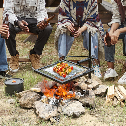 VEVOR Swivel Campfire Grill, Fire Pit Grill Grate, Heavy Duty Steel Grill Grates, 360° Adjustable Open Outdoor Cooking Equipment, Portable Camp Fire Racks for Camping Outdoor BBQ VEVOR