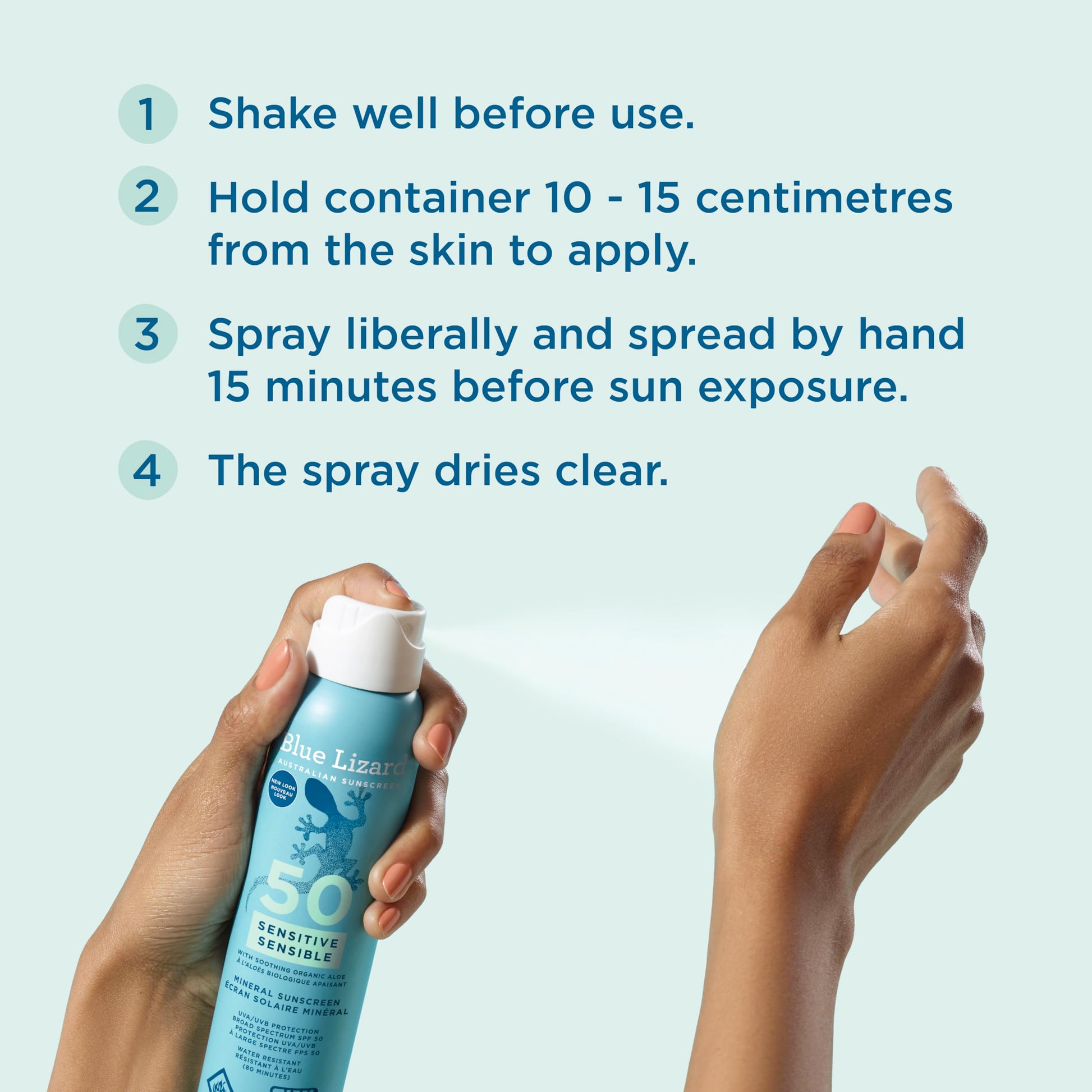 Blue Lizard Sensitive Mineral SPF 50 Spray, Broad-Spectrum UVA/UVB Protection, Water-Resistant, Zinc Oxide Formula, 142 g