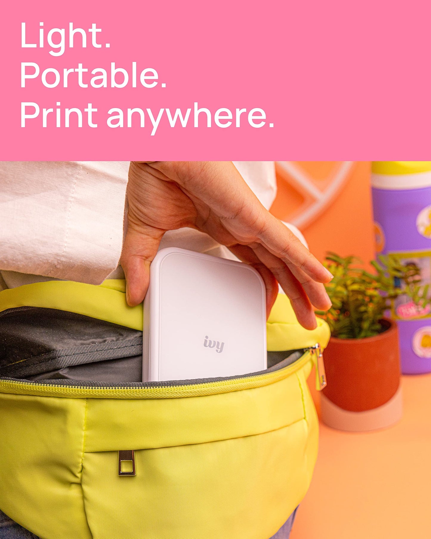 Canon Ivy 2 Mini Photo Printer (Pure White), Bluetooth Portable Smartphone Printer for iOS & Android, Bundle with 110 Zink Sticky-Back Photo Prints, LED Light Bar, Protective Case & USB Cable