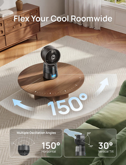 DREO TurboCool Misting Fan 516S, 150°+30°Omni-directional Oscillating Cooling Desk Fans that Blow Cold Air, 26 ft/s,Evaporative Air Cooler, 20dB, 6 Speeds 2 Modes, Remote & APP, RGB, Indoor, Grey - Available at All In One Marketplace Canada