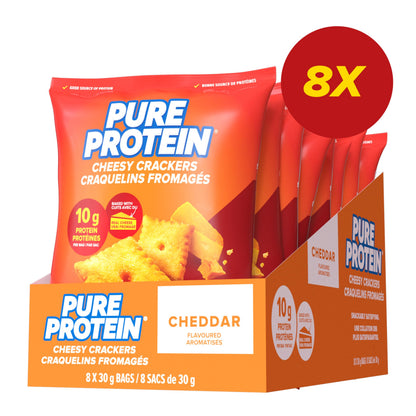 Pure Protein Cheesy Crackers, Cheddar, High Protein Snack, 10G Protein, Pack of 8 Pure Protein