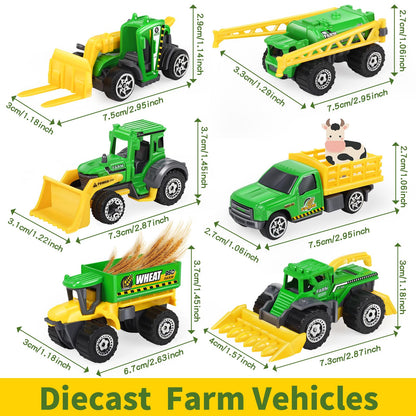 Oriate Children Diecasting Farm Car Toy Set 6pcs, Harvester, Transporter, Truck, Sprayer Small Farm Toys, Mini Cars Model Christmas, Birthday, 3 Years Old and Up Boys Girls Gifts 🍁 All In One Marketplace Canada