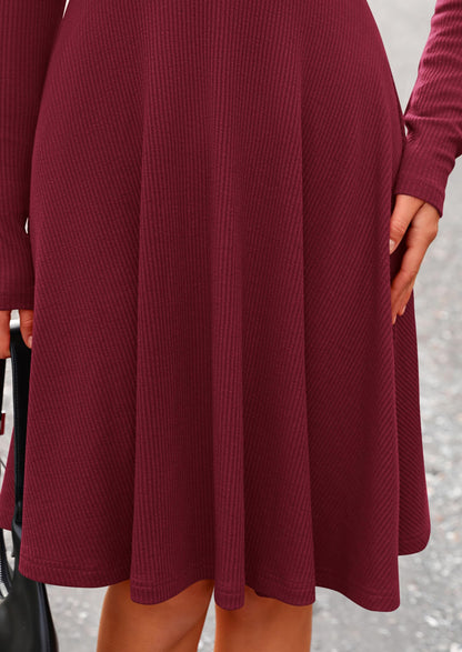 PRETTYGARDEN Women's Fall Casual Long Sleeve Short Dress Wine Red,M 🍁 All In One Marketplace Canada