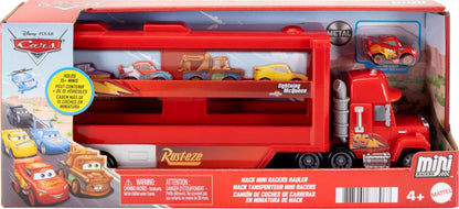 Mattel Disney and Pixar Cars Toy Transporter, Large-Scale Truck, Mack Hauler Holds 18 Miniatures & Includes 1 Metal Lightning McQueen, Play & Display