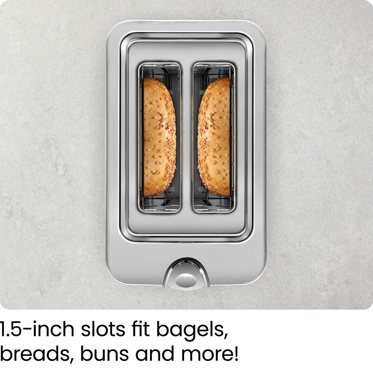 Chefman 2-Slice Pop-Up Stainless Steel Toaster w/ 7 Shade Settings, Extra Wide Slots for Toasting Bagels, Defrost/Reheat/Cancel Functions, Removable Crumb Tray, 850W, 120V, Silver - Available at All In One Marketplace Canada
