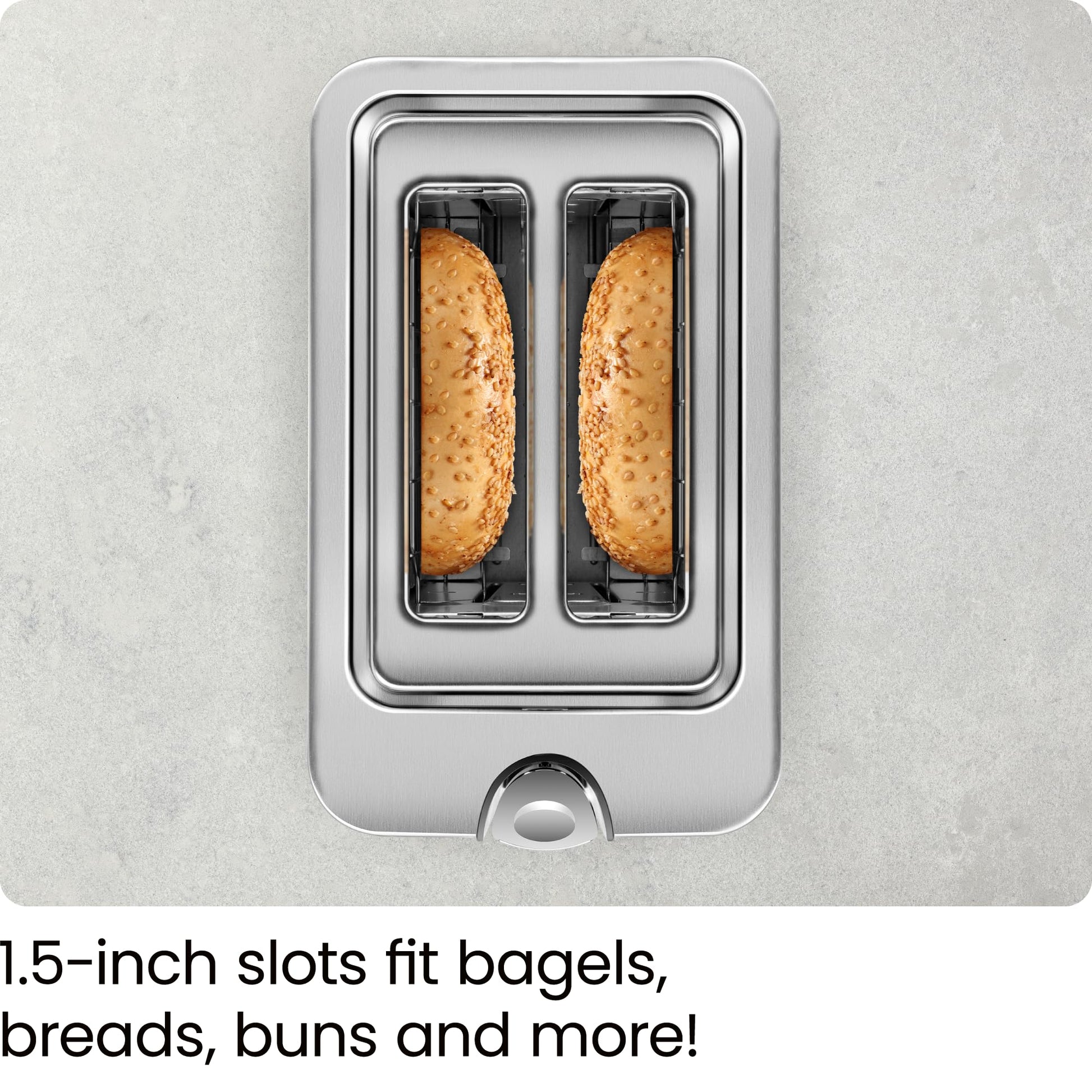 Chefman 2-Slice Pop-Up Stainless Steel Toaster w/ 7 Shade Settings, Extra Wide Slots for Toasting Bagels, Defrost/Reheat/Cancel Functions, Removable Crumb Tray, 850W, 120V, Silver - Available at All In One Marketplace Canada