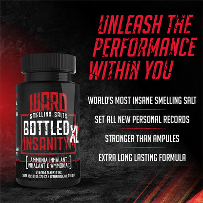 Ward Smelling Salts - Bottled Insanity - Insanely Strong Smelling Salt For Powerlifting Hockey Football Weight Lifting and More | Insane Smelling Salt - Available at All In One Marketplace Canada