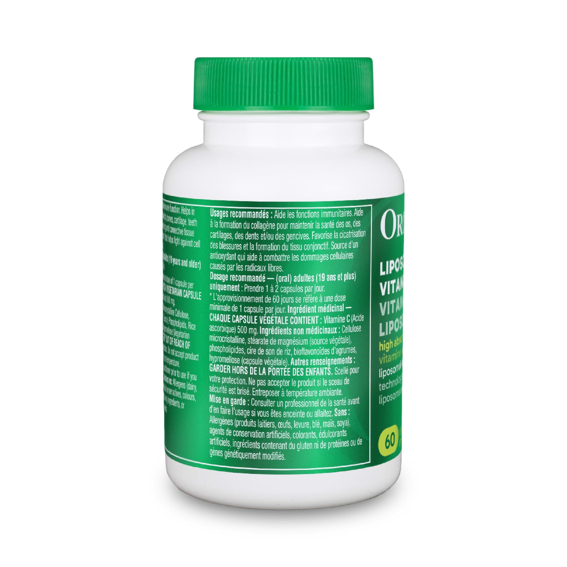 Organika Canadian-Made Liposomal Vitamin C 1000mg Daily- High Absorption for Superior Bioavailability, Immunity- 60vcaps - Available at All In One Marketplace Canada