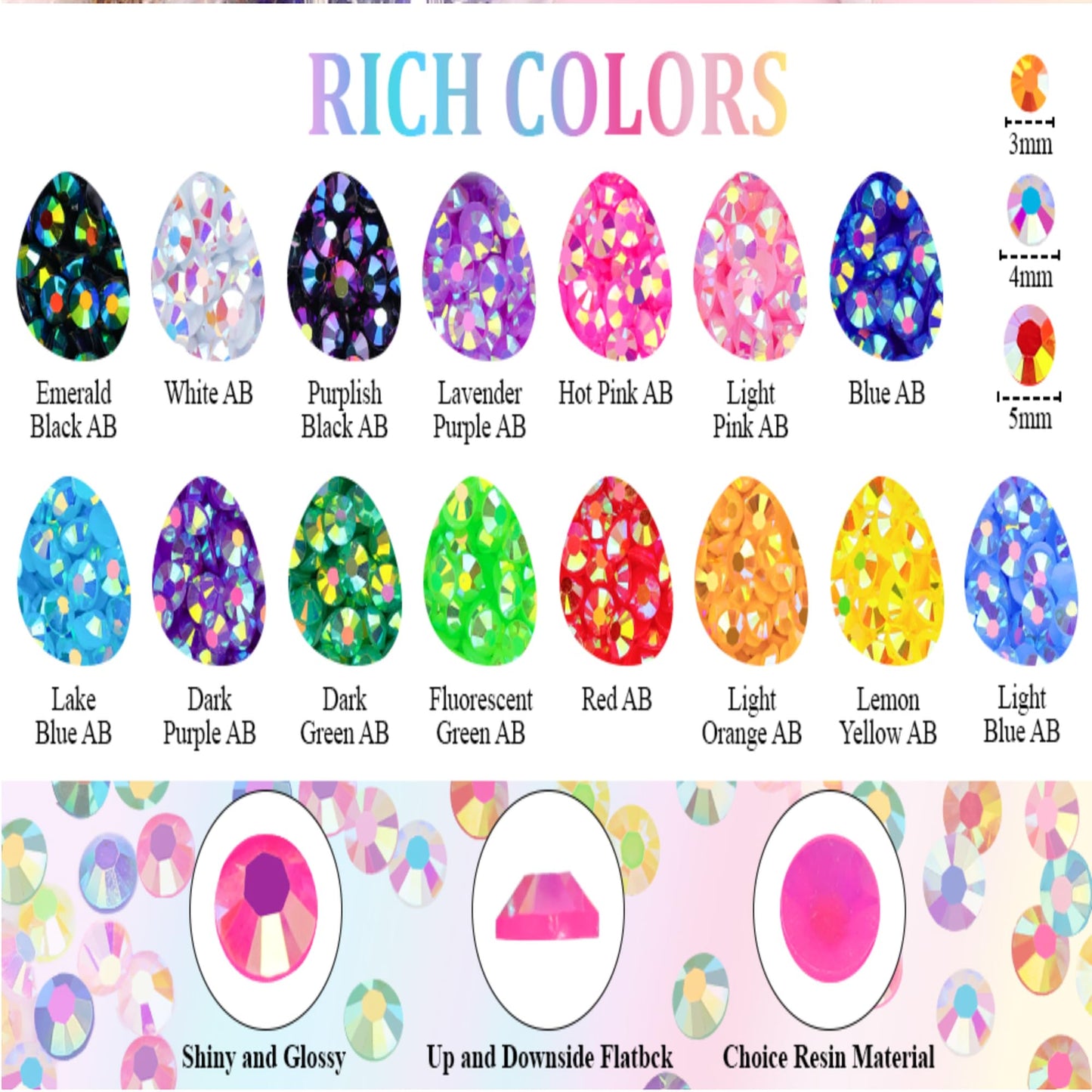 KCZ 30000pcs Resin Jelly Rhinestones – 3mm Mixed-Color Flatback Gems for Bedazzling, Diamond Art, Nail Art, Shoes, Crafts & DIY Projects - Available at All In One Marketplace Canada